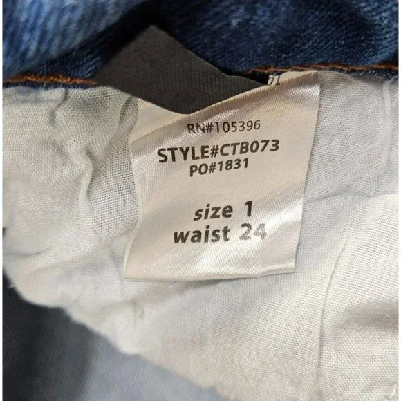 Black Label Juniors Size 1 Fringe Hem Whiskered Cropped Denim Blue Jeans - Picture 8 of 14